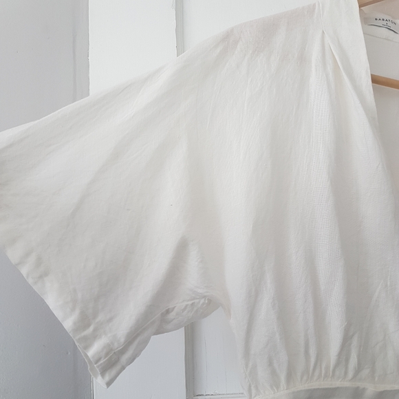 Aritzia Babaton Tahoma Blouse 100% Linen Cream Sz S - Picture 9 of 15